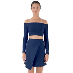 Sapphire Elegance Off Shoulder Top With Skirt Set by HWDesign