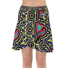 Background Graphic Art Wrap Front Skirt by Ravend