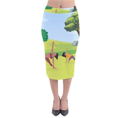 Mother And Daughter Y Velvet Midi Pencil Skirt by SymmekaDesign