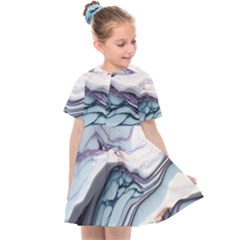 Marble Abstract White Pink Dark Art Kids  Sailor Dress by Pakemis