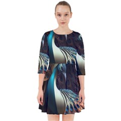 Peacock Bird Feathers Colorful Texture Abstract Smock Dress by Pakemis