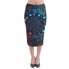 Big Data Abstract Abstract Background Velvet Midi Pencil Skirt by Pakemis