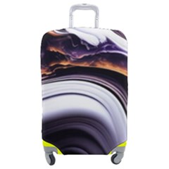 Marble Abstract Water Gold Dark Pink Purple Art Luggage Cover (medium) by Pakemis