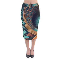 Big Data Abstract Abstract Background Backgrounds Velvet Midi Pencil Skirt by Pakemis