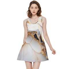 Marble Stone Abstract Gold White Color Colorful Inside Out Reversible Sleeveless Dress by Pakemis