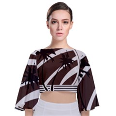 Palm Tree Design-01 (1) Tie Back Butterfly Sleeve Chiffon Top by thenyshirt