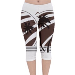 Palm Tree Design-01 (1) Velvet Capri Leggings  by thenyshirt