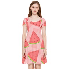 Background Watermelon Pattern Fruit Food Sweet Inside Out Cap Sleeve Dress by Jancukart