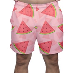 Background Watermelon Pattern Fruit Food Sweet Men s Shorts by Jancukart