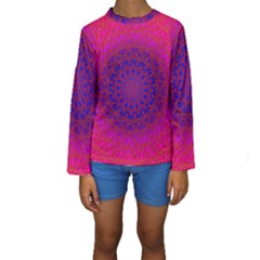 Geometric Pattern Line Art Kaleidoscope Symmetry Kids  Long Sleeve Swimwear by Jancukart