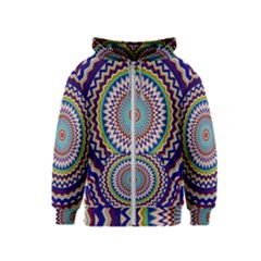 Kaleidoscope Geometric Circles Mandala Pattern Kids  Zipper Hoodie by Jancukart