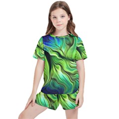 Fractal Art Pattern Abstract Fantasy Digital Kids  Tee And Sports Shorts Set by Jancukart