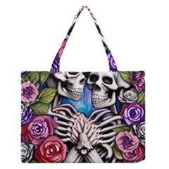 Floral Skeletons Zipper Medium Tote Bag by GardenOfOphir