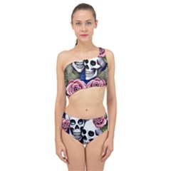 Skulls And Flowers Spliced Up Two Piece Swimsuit by GardenOfOphir