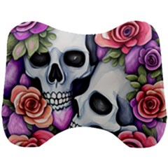 Floral Skeletons Head Support Cushion by GardenOfOphir