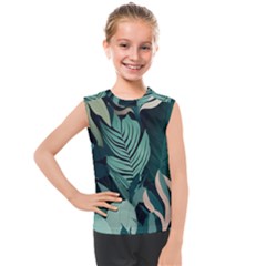 Green Nature Bohemian Painting Leaves Foliage Kids  Mesh Tank Top by Ravend