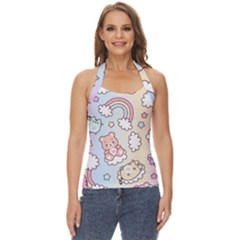 Pusheen Carebears Bears Cat Colorful Cute Pastel Pattern Basic Halter Top by Sapixe