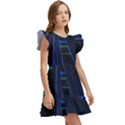 Screen Glitch Broken  Crack  Fracture  Glass Pattern Kids  Winged Sleeve Dress View3