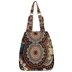 Bohemian Flair In Blue And Earthtones Center Zip Backpack by HWDesign