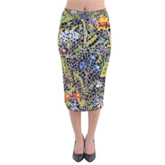 Mosaic Background Pattern Texture Velvet Midi Pencil Skirt by Ravend