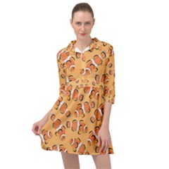 Fish Clownfish Orange Background Mini Skater Shirt Dress by Ravend