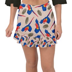 Bird Animals Parrot Pattern Fishtail Mini Chiffon Skirt by Ravend