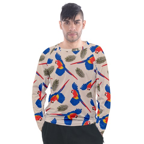 Bird Animals Parrot Pattern Men s Long Sleeve Raglan Tee by Ravend