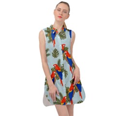 Birds Animals Nature Background Sleeveless Shirt Dress by Ravend