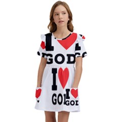 I Love God Kids  Frilly Sleeves Pocket Dress by ilovewhateva