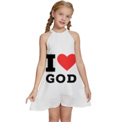 I Love God Kids  Halter Collar Waist Tie Chiffon Dress by ilovewhateva