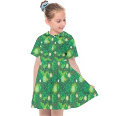 Leaf Clover Star Glitter Seamless Kids  Sailor Dress by Pakemis