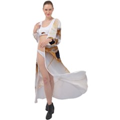 Marble Stone Abstract Gold White Maxi Chiffon Beach Wrap by Ravend