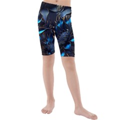 Flower Metal Flowers Sculpture Kids  Mid Length Swim Shorts by Ravend