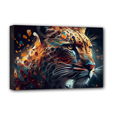 Leopard Feline Artwork Art Fantasy Deluxe Canvas 18  X 12  (stretched) by Ravend