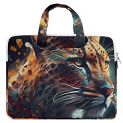 Leopard Feline Artwork Art Fantasy Macbook Pro 13  Double Pocket Laptop Bag by Ravend