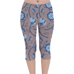 Flower Velvet Capri Leggings  by zappwaits