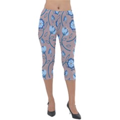 Flower Lightweight Velour Capri Leggings  by zappwaits