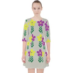 Pattern Flowers Art Creativity Quarter Sleeve Pocket Dress by Uceng