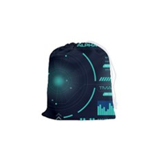 Sci Fi Computer Screen Drawstring Pouch (small) by Uceng