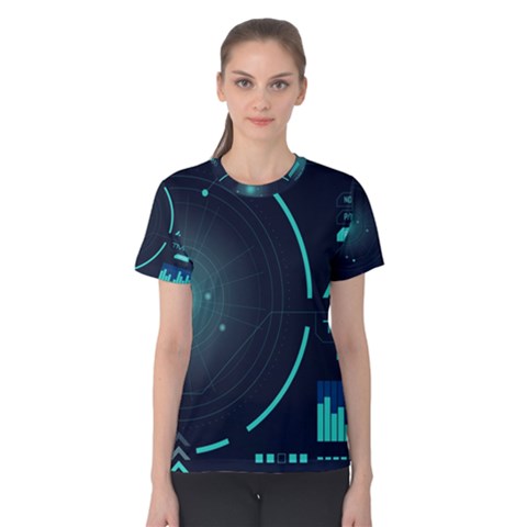 Sci Fi Computer Screen Women s Cotton Tee by Uceng