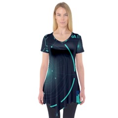 Sci Fi Computer Screen Short Sleeve Tunic  by Uceng