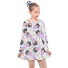 Pattern Pastel Drawing Art Kids  Long Sleeve Dress by Uceng