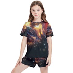 Nebula Galaxy Stars Astronomy Kids  Tee And Sports Shorts Set by Uceng