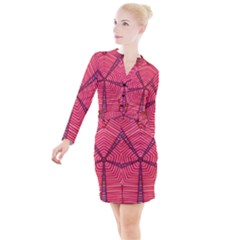 Art Pattern Design Wallpaper Button Long Sleeve Dress by Uceng