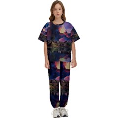 Lake Galaxy Stars Science Fiction Kids  Tee And Pants Sports Set by Uceng