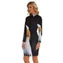 Bird Long Sleeve Shirt Collar Bodycon Dress View2