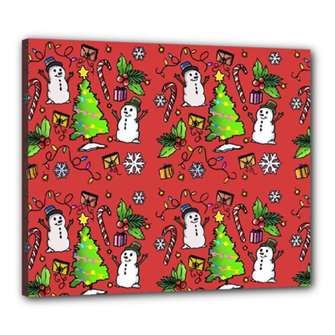 Santa Snowman Gift Holiday Canvas 24  X 20  (stretched) by Uceng