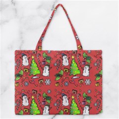 Santa Snowman Gift Holiday Zipper Medium Tote Bag by Uceng