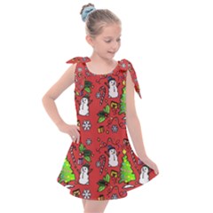 Santa Snowman Gift Holiday Kids  Tie Up Tunic Dress by Uceng