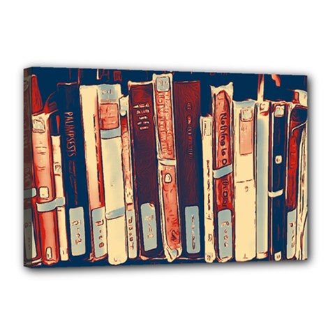 Books Shelf Library Book Shelf Canvas 18  X 12  (stretched) by Uceng